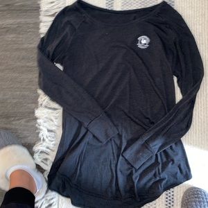 Dark grey long sleeve primrose top.